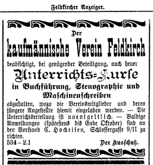 Feldkircher ANzeiger 1914